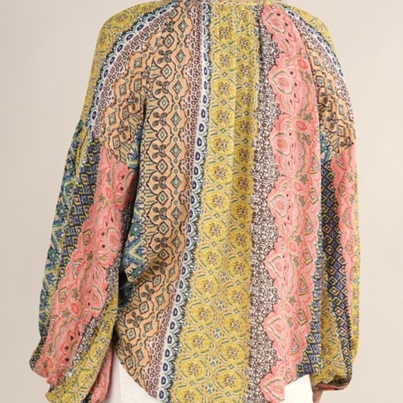 NWT Lovestich Boho Volume Sleeve Top Blouse - Picture 6 of 9